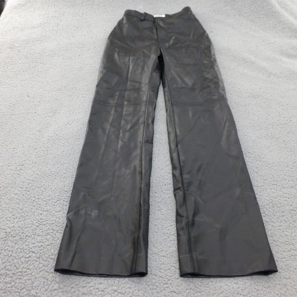 House of CB London Black Faux Leather High Waisted Straight Leg Pants Size S